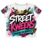 Street Kweens Crop Tee - White - Crowned In Graffiti - Womens