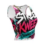 Street Kweens Crop Top - White - Crowned In Graffiti Womens