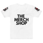 Men's T-Shirt All-Over Print - THE MERCH SHOP Vertical Logo - White