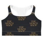The Merch Shop Sports Bra - Black Gold Logo All Over