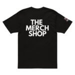Men's Premium Tee - THE MERCH SHOP - Black - Front Back Sleeve Logo