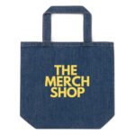 Organic Denim Tote Bag - THE MERCH SHOP - Blue Denim - Yellow Logo