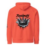 Unisex Eco Raglan Hoodie - Roadman UK - Coral - Triple Logo