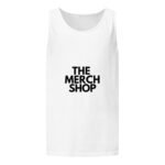 The Merch Shop Tank Top - White Garment-Dyed - Unisex - Front and Back Logo