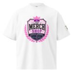 The Merch Shop Oversized High Neck T-Shirt - Pink Heritage Crest