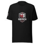 Unisex Eco T-Shirt - TMS Shield - Front Back Sleeve Logo - Black