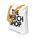 The Merch Shop Tote Bag - White Yellow Handle Canvas Tote