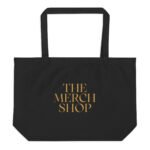 THE MERCH SHOP Large Organic Tote | Black Gold Elegant Logo | Eco